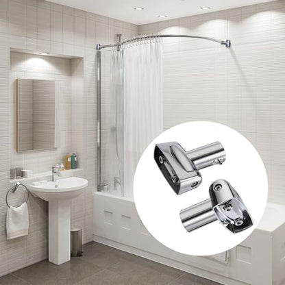 KoKone 10 Pack Shower Curtain Rod Bracket Adjustable 180° Rotation Bracket | for Curved Shower Curtain Rod Sturdy Zinc Alloy Wall Mounted Curtain Rod Holder for Bathroom, Wardrobe, Kitchen, Silver