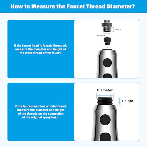 Hibbent Pull Down Kitchen Faucet Head Replacement, 3-Function NSF/ANSI/CAN 61 & CUPC Certified Sink Spray Nozzle, 15 Adapters, Compatible with Moen, Delta, Kohler Faucets, Chrome (Shiny Silver) - color: Chrome, style: Stay on sprayer without hold button