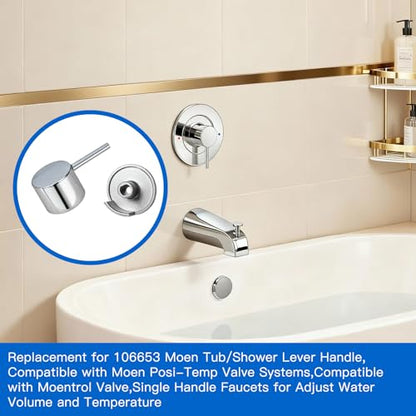 All Metal Replacement for Moen Tub/Shower Lever Handle, Compatible with Moen Posi Temp Shower Handle and for Cartridge,Single Handle Faucets for Adjust Water Volume and Temperature,Chrome - color: Chrome