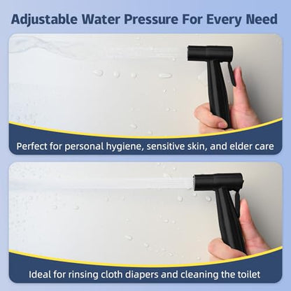 Vayzluiy Handheld Toilet Bidet Sprayer for Toilet-Adjustable Water Pressure Control with Bidet Hose for Feminine Wash, Stainless Steel Brushed Nickel Cloth Diaper for Baby Wash (Matte Black, 1) - style: Matte Black