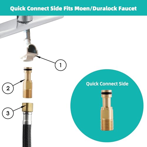 Universal Fit Kitchen Faucet Sprayer Attachment/Hose/Holder Set, Chrome | NSF/ANSI/CAN 372 Certified, With 3 Adapters Compatible with Moen/Delta Faucet Sprayer Replacement, Kitchen Sink Side Head - color: Chrome, style: Sprayer Head/Hose/Holder Set