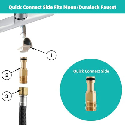 Universal Fit Kitchen Faucet Sprayer Attachment/Hose/Holder Set, Chrome | NSF/ANSI/CAN 372 Certified, With 3 Adapters Compatible with Moen/Delta Faucet Sprayer Replacement, Kitchen Sink Side Head - color: Chrome, style: Sprayer Head/Hose/Holder Set
