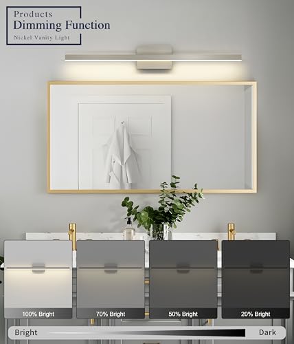 Joossnwell Brushed Nickel Bathroom Vanity Light Fixture Over Mirror | Dimmable 5CCT Modern Bathroom Light Fixtures 39.37 Inch LED Vanity Lighting Bath Light ETL Certificated - color: Brushed Nickel, size: 39.37 Inch Long