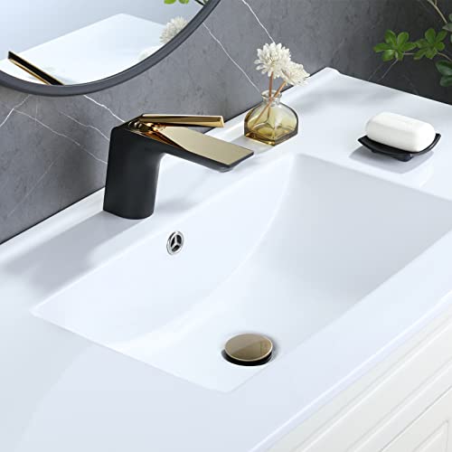 Bathroom Sink Drain, Pop Up Drain Stopper with Overflow, Lavatory Vanity Vessel Sink Drain Assembly, Brushed Gold - color: Brushed Gold