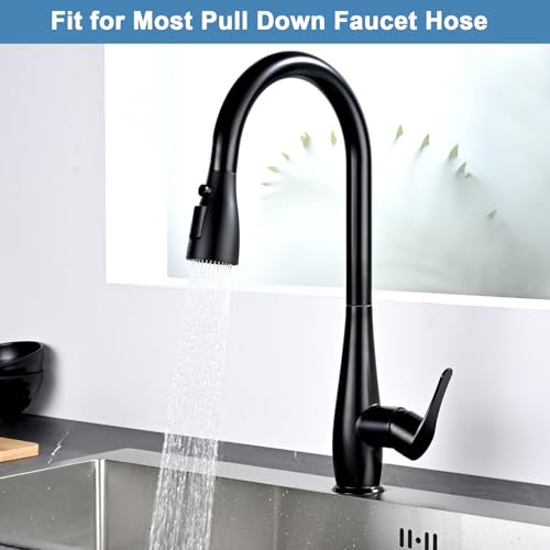 Stainless Steel Kitchen Faucet Head Replacement Matte Black 3-Function Kitchen Sink Sprayer replacement for Most Pull-out Kitchen Faucet, High Pressure Sink Spray Head with 9 Adapters & Faucet Aerator - color: ‎Matte Black