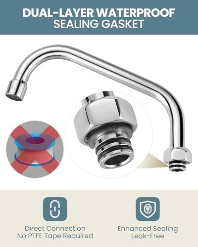 G3/4 Internal Thread 8" Commercial Faucet Swivel Spout Replacement - Chrome Polished Add-on Swing Nozzle for G3/4 Female Thread Commercial Kitchen Sink Faucet (1.8gpm/2.2gpm Aerator) - size: 8 Inch