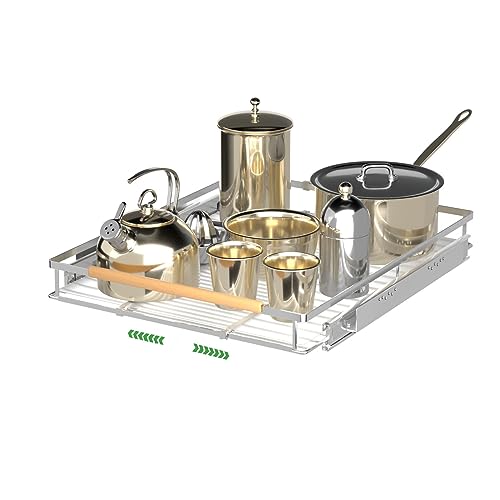 Expandable Pull Out Drawer Cabinet Organizers, Heavy Duty Slide Out Storage Shelf for Home Kitchen Pantry Cupboard Pots Pans, Adjustable Width from 17.2"~28.1", Stainless Steel 1 Pack - color: 1 Pack, size: Large (17.2"~28.1") W x 22.3" D