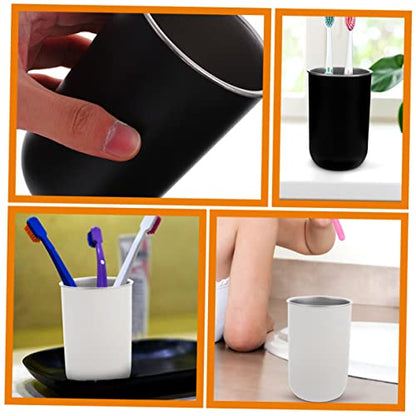 PRETYZOOM 2pcs Stainless Steel Bathroom Rinsing Cups Lightweight and Wear-Resistant Tooth Mugs Convenient Toothbrush Holders for Boy Girl Capacity Round Design White Black