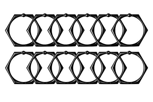 HK9BK Shower Curtain Rings for Bathroom Black - Set of 12 - color: Black