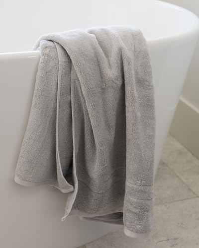 Cozy Earth Complete Luxe Bath Bundle - 60% Cotton 40% Viscose from Bamboo - Quick Dry & Plush Cotton Bath Towel Set - 4 Washcloths, 2 Hand Towels, 2 Bath Towels, 2 Bath Sheets - Light Grey - color: Light Grey