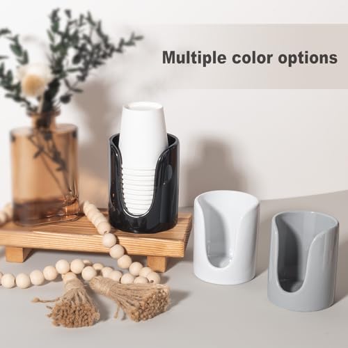 Ceramic Bathroom Cup Dispenser, Fits 3–4 Oz Cups, 1 Pack, Grey | Small Countertop Cup Holder for Mouthwash & Rinsing – Non-Slip Base, Easy-Access Design, Kitchen & Bathroom Ready - color: Grey, size: 1 Pack