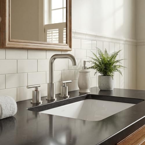 FORIOUS Bathroom Sink Faucet 3 Hole Widespread 8 Inch Brushed Nickel | 6-12 inch Widespread Sink Faucet with 2 Handles, Pop Up Drain and Water Supply Supplies for Vanity Restroom RV Lavatory Sink - color: Stainless Steel