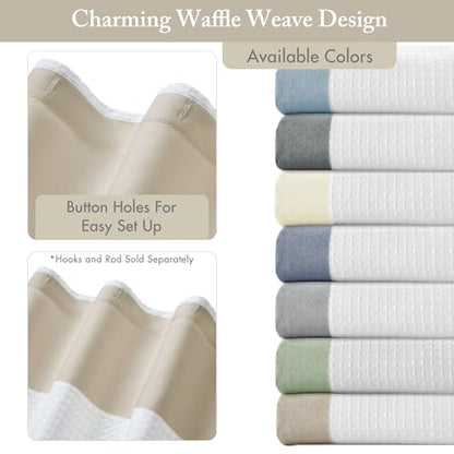 Madison Park Spa Waffle Weave Long Shower Curtain, 72 x 78, Taupe | Striped, Pieced Fabric Design, 3M Scotchgard Moisture Management, Hotel Quality, Modern, for Bathroom, OEKO-TEX Certified - color: Stripe Taupe, size: 72"W x 78"L (Pack of 1)