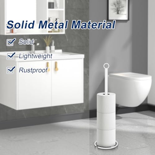 NearMoon Bath Toilet Paper Holder Stand, Freestanding Tissue Paper Storage with Reserve, Space Toilet 4 Rolls Holder for Bathroom/Kitchen Countertop-All Metal (2 Pack, White) - color: White