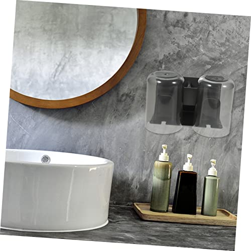 IMIKEYA 1set Nail Wall Mount Toothbrush Holder with Double Cups for Couples Easy Installation Space-Saving Bathroom Organizer for Toothbrushes and Sundries Suitable for Smooth