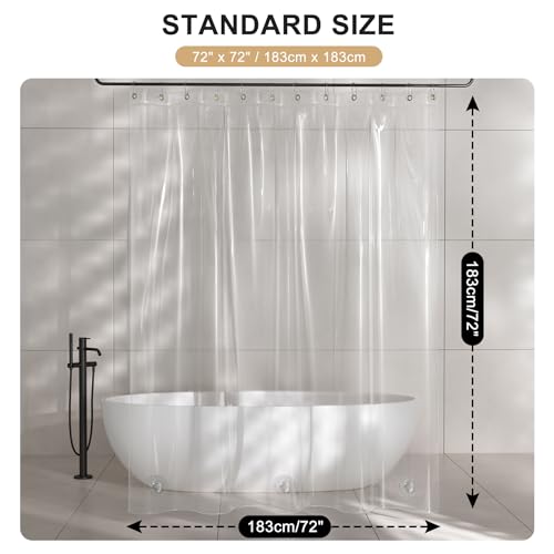 AmazerBath Shower Curtain Liner, 100% EVA Silky Soft Clear Heavy Duty Shower Curtain and Liner 2-in-1, 72x72 Luxury Plastic Weighted Bathroom Shower Liner, 12 Rustproof Grommets & 3 Heavyweight Stones - color: Rainbow Ethereal, size: 72"W x 72"L (Pack of