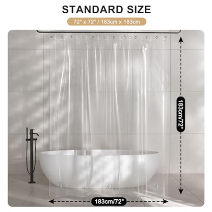 AmazerBath Shower Curtain Liner, 100% EVA Silky Soft Clear Heavy Duty Shower Curtain and Liner 2-in-1, 72x72 Luxury Plastic Weighted Bathroom Shower Liner, 12 Rustproof Grommets & 3 Heavyweight Stones - color: Rainbow Ethereal, size: 72"W x 72"L (Pack of