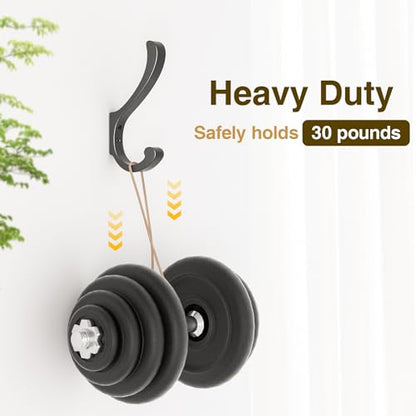 Hanging Coat Hooks Wall Mount - Heavy Duty (30LB), Large Coat Hanger Wall Hangers, Metal Hooks For Towels, Backpacks, Hats, Jackets, Keys, Bags, Robes, Dog Leashes (6 Pack) - color: Black, size: 6 Pack