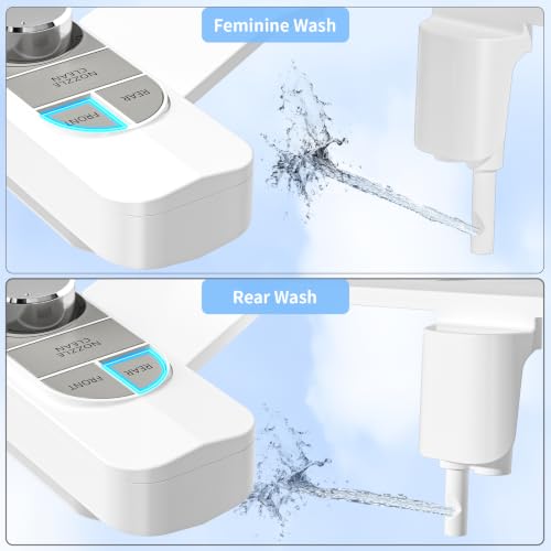 SAMODRA Non-Electric Bidet Attachment for Toilet – Self-Cleaning Dual Nozzle (Frontal & Rear Wash), Adjustable Water Pressure, Fits Most Toilets, Easy Installation (Pebble Gray) - color: Pebble Gray