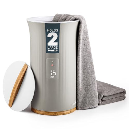Live Fine Towel Warmer | Bucket Style Luxury Heater with LED Display, Adjustable Timer, Auto Shut-Off | Fits 40” x 70” Oversized Towel - Height 21.25 Inches and 12.9 Inches Wide - color: Gray