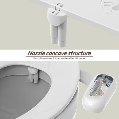 Bidet Attachment for Toilet Warm Water Left - Hot and Cold Self-Cleaning, Dual Nozzle, Non-Electric Bidet Attachment for Toilet Seat, Adjustable Water Pressure, Rear and Feminine Wash, Lever Control