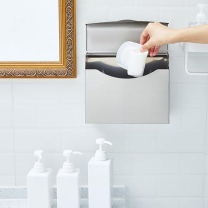 Tioncy 2 Pcs 9.5 x 7.9 in Sanitary Disposal Tampon Napkin Receptacle Wall Mounted Stainless Steel Flip Top Receptacle Bin Waste Trash Can Pads Holder Feminine Hygiene Container Bathroom (Silver) - color: Silver