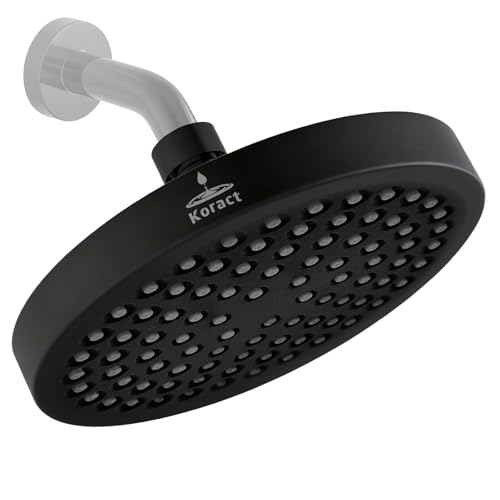 Shower Head High Pressure Rain Premium Quality Luxury Design Anti-Clogging Silicone Nozzles Adjustable Replacement for Bathroom Shower Heads (6 inch Round) (Matte Black) - color: Matte Black