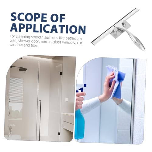CALLARON Shower Squeegee with Hook Holder Stainless Steel Wiper for Bathroom and Glass Doors Streak-Free Scraper for Mirrors Tiles and Windows