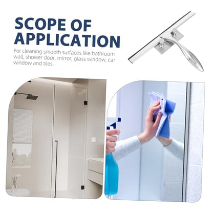 CALLARON Shower Squeegee with Hook Holder Stainless Steel Wiper for Bathroom and Glass Doors Streak-Free Scraper for Mirrors Tiles and Windows