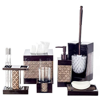 Creative Scents Dahlia Brown Bathroom Trash Can 1.98 Gal / 7.5L - Small Waste Basket for Bathroom - Durable Space Friendly Waste Bin - Decorative Wastebasket for Modern Room or Bedroom Decor