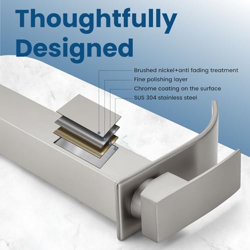 Airuida Vessel Sink Faucet,Brushed Nickel Tall Waterfall Bathroom Faucet | Single Handle,Tall Bathroom Faucet 1 Hole,Vanity Faucet,without Drain,Bowl Bathroom Faucet - color: Brushed Nickel