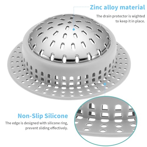 Aluvor Bathtub Drain Hair Catcher Shower Drain Cover Sink Drain Protector | Bathroom Sink & Bathtub Drain Strainer for Pop-Up & Regular Drains, grey - size: Large-Grey