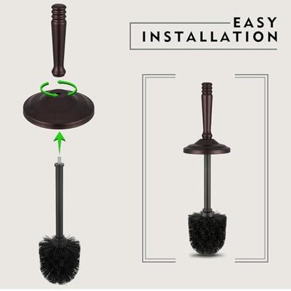 Bronze Toilet Brush and Holder Set, Toilet Bowl Brush and Holder | Heavy Duty Toilet Brush for Bathroom, Stainless Steel Toilet Cleaner Brush,Deep Cleaning,Space Saving,Covered Brush - color: Bronze
