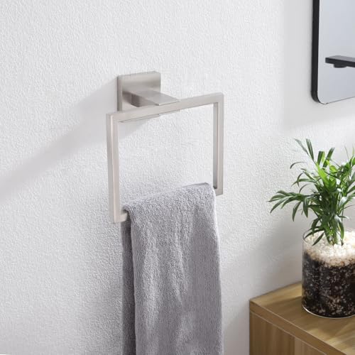 KOKOSIRI Bath Towel Ring Towel Hanger Bathroom Towel Holder Towel Rack Wall Mounted Stainless Steel Contemporary Style, Brushed Steel, B3004BR - color: Brushed Nickel, size: 1 Pack