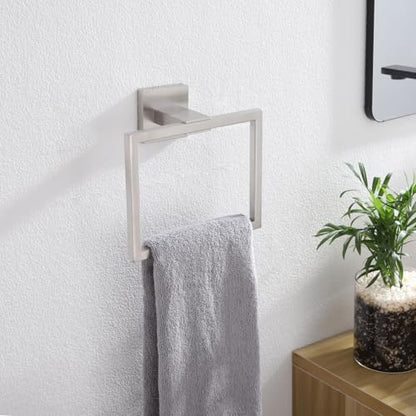 KOKOSIRI Bath Towel Ring Towel Hanger Bathroom Towel Holder Towel Rack Wall Mounted Stainless Steel Contemporary Style, Brushed Steel, B3004BR - color: Brushed Nickel, size: 1 Pack