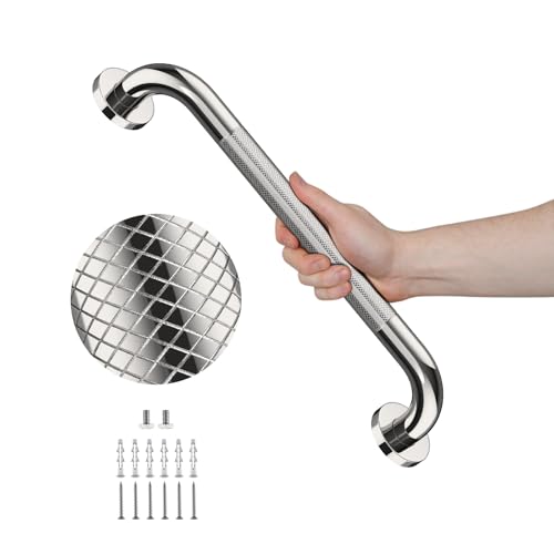 20 Inch Chrome Anti-Slip Shower Grab Bar, Stainless Steel Handrail | Knurled Bathroom Safety Rail, Shower Handrail Support, Handicap Elderly Balance Assist Handles-1.25" Diameter - color: Chrome, size: 20inch-1 Pack