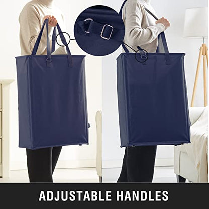 45L Slim Laundry Hamper with Adjustable Long Handles & Mesh Top, Navy | Small Laundry Baskets with Mesh Top, Narrow Dirty Clothes Hamper for Bedroom, Closet, and Bathroom - color: Navy, size: 45L
