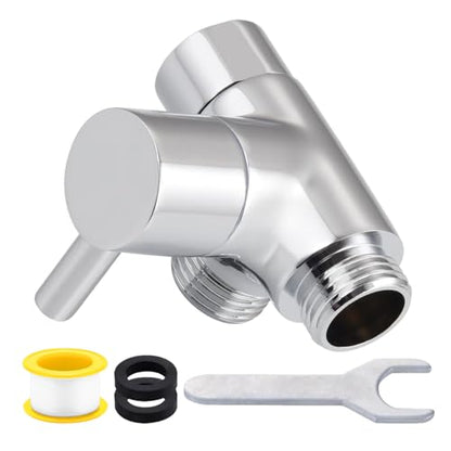 All Metal 2-Way Shower Arm Diverter Valve, G1/2 Solid Brass Shower Splitter for Handheld and Fixed Showerhead – Universal Bathroom Diverter Replacement Part Chrome - color: Chrome