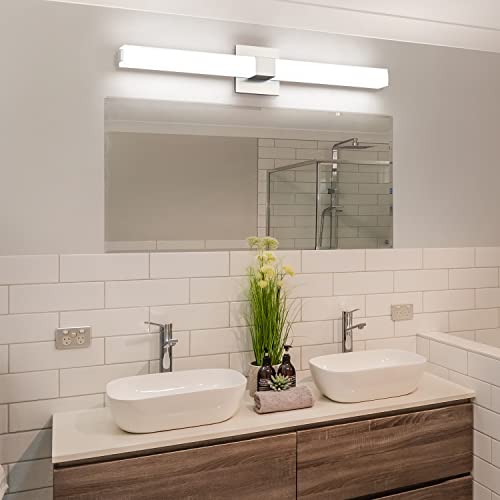 32-inch Dimmable Vanity Light Fixture: Brushed Nickel Modern Sleek LED Bathroom Light Bar Brightness& Waterproof - color: Upgraded - Brushed Nickel - Dimmable, size: 32 inch