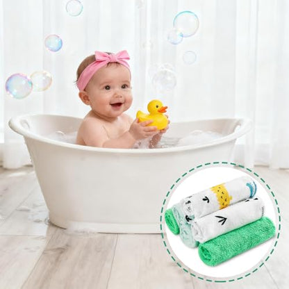 Baby Washcloths, 24Pack Baby Wash Cloths Extra Soft & Ultra Absorbent, Baby Towels and Washcloths Face Towels for Unisex Boys Girls Body, Washclothes Gentle on Sensitive Skin, 9x9 Green Crocodile - color: Crocodile