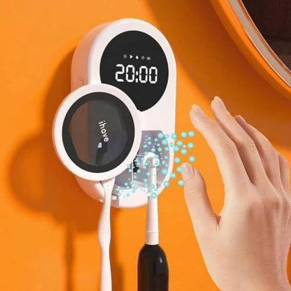 iHave UV Toothbrush Sanitizer Holder 2 Slots Wall Mounted Wave Sensor Auto - color: White