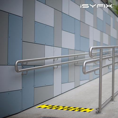 iSYFIX Watch Your Step Floor Decals Stickers, 40x5 Inch, 6 Pack | Self-Adhesive Vinyl, Laminated Anti-Slip, Water Resistance, Indoor & Outdoor - size: 40x5 inch