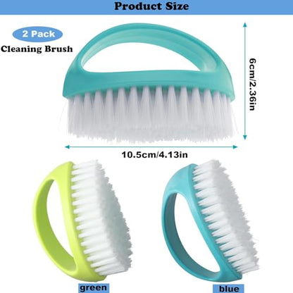 Scrubbing Brushes for Cleaning Small Scrub Brush with Nylon Stiff Bristles | 2 Pack Heavy-Duty Scrubber Cleaner Brush Multi-Purpose Cleaning Brush for Bathroom,Showe,Sink,Kitchen,Bathtub,Floor -Compact - color: Green+blue