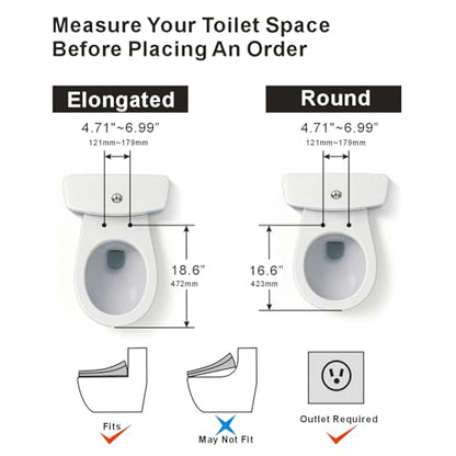 XCQQ Electric Heated Bidet Toilet Seat with Remote, Elongated, X60L | Instant Warm Water, Heated Seat, Warm Air Drying, Slow Close Lid, LED Display, Nightlight