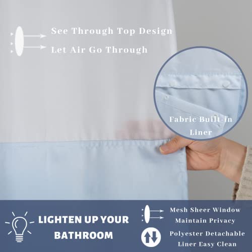 71" W x79 L Hook Free Fabric Shower Curtain with Polyester Snap-in Liner with Magnets–Hotel Quality Top See Through Gradient Blue - color: Gradient Blue, size: 71"W x 79"L (Pack of 1)