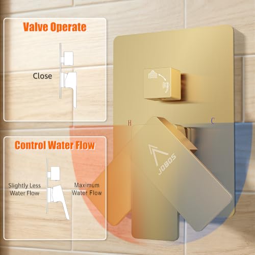 Shower System Modern Rain 8 inches Brass Faucet Set With Valve and Diverter Shower Mixer With Handheld High Pressure Square Rainfall Shower Valve (8'' Wall Mount, Brushed Gold) - color: Brushed Gold, style: 8'' Wall Mount