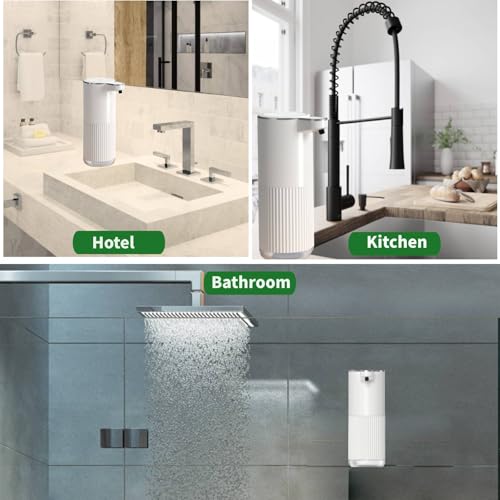 Automatic Soap Dispenser, Touchless Foaming Soap Dispenser Bathroom,Upgrade Hand & Dish Electric Dispenser 4-Level Adjustable Waterproof Wall Mount Kitchen Auto Soap Pump for Thin & Thick Liquid - color: White, style: Foam