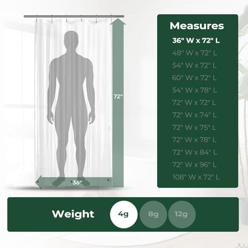 Clear Shower Curtain Liner with Side Suction Cups, Premium PEVA Plastic Shower Liner with 3 Magnets, Waterproof Bathroom Curtain, 36 x 72, Clear - color: 1. Clear, size: 36"W x 72"L (Pack of 1)