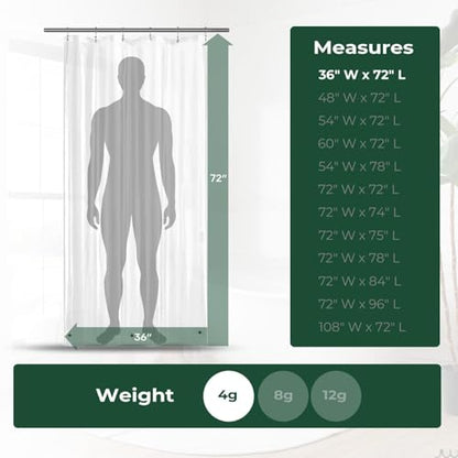 Clear Shower Curtain Liner with Side Suction Cups, Premium PEVA Plastic Shower Liner with 3 Magnets, Waterproof Bathroom Curtain, 36 x 72, Clear - color: 1. Clear, size: 36"W x 72"L (Pack of 1)