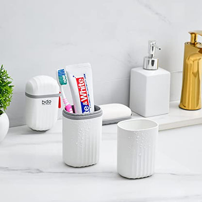 VITVITI White Toothbrush Travel Case, Portable Travel Soap Container Leakproof Dish Tray,7.88 inch Toothpaste Toothbrush Holder with Cover for Trip/Bathroom/Camping | Dish Soap, drainage, leakproof, 7.88 in, Traveling Toothpaste Tooth Brush Holder, Cover,